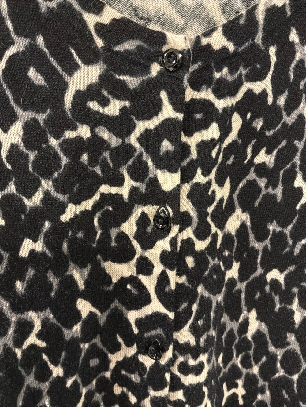 LOFT Black and Cream Leopard Print Cardigan Sweater
